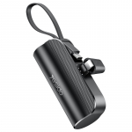 YESIDO POWERBANK YP68 5000 mAh 12W + USB-C LAIDAS, LIGHTNING CONNECTOR juodas