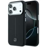 Mercedes Semi Wrap Iconic Line MagSafe nahast &uuml;mbris mudelitele iPhone 18 Pro Max / 17 Pro Max, must