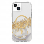Case-Mate Karat MagSafe &uuml;mbris seadmele iPhone 15 Plus, kuldset tooni kaunistusega, Marble mustriga