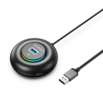 Orico YXR4-U3 RGB USB-jaotur 4 pordiga USB-A 3.0 audio-/mikrofonipesaga 0.3m - must