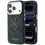 GUESS GUE005481 (PU FW Resin Logo) kaitse&uuml;mbris seadmele iPhone 18 Pro / 17 Pro, v&auml;rv: must