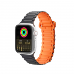 Dux Ducis rihm (Armor versioon) Apple Watch SE rihm, 9, 8, 7, 6, 5, 4, 3, 2, 1 (41, 40, 38 mm) Silikoonist magnetiline k&auml;epael Must/oranž rihm.