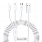 USB Kaabel Baseus "3in1 Superior" Valge 150cm (up to 3.5A)