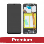 LCD ekranas suderinamas su Samsung A202 A20e juodas su rėmeliu OEM