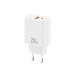 XO CE40 PD 20W seinalaadija, 1x USB-C, 1x USB, valge