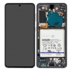 Ekranas Samsung G991 S21 5G su lietimui jautriu stikliuku ir rėmeliu Phantom Grey originalus (service pack)