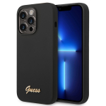Guess Silicone Vintage kuldne Logo iPhone 14 Pro &Uuml;mbris - must