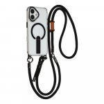 Hurtel &uuml;mbris toe, 30 cm k&auml;e- ja 120 cm &otilde;larihmaga, MagSafe-&uuml;hilduv mudelile iPhone 17 &ndash; must