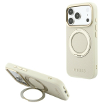 Guess Ring Stand 360 Grained Classic Logo MagSafe &uuml;mbris iPhone 18 Pro Max / 17 Pro Max &ndash; beež