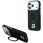 Karl Lagerfeld Choupette Head Pin &uuml;mbris seadmele iPhone 18 Pro / 17 Pro, 360&deg; r&otilde;ngastoega, MagSafe-&uuml;hilduv &ndash; must