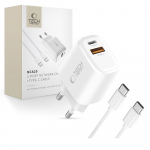 Tech-Protect NCA20 PD 20W QC3.0 USB-A / USB-C Wall Laadija + USB-C / USB-C Kaabel 100cm - valge