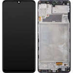 Ekranas Samsung A225 A22 4G su lietimui jautriu stikliuku ir rėmeliu originalus Black (service pack)