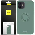Spacecase Silikoninis dėklas su žiedu iPhone 12 Mini tamsiai žalias