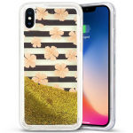 Zizo Liquid Glitter Star Pink Flowers &uuml;mbris seadmele iPhone X, roosa