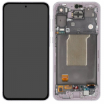 Ekranas Samsung A556 A55 5G su lietimui jautriu stikliuku ir rėmeliu Awesome Lilac originalus (used Grade C)