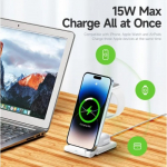Bevielis įkroviklis Duzzona "W10-A 3in1" baltas 15W (skirta iPhone / Apple Watch / Airpods)