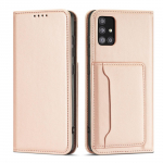 Magnetkaardi &uuml;mbris Samsung Galaxy A12 5G &uuml;mbris rahakott kaardihoidja roosa