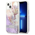 Guess GUHCP13SLFLSU iPhone 13 mini 5.4" lilla/lilla k&otilde;vakott Flower Liquid Glitter