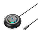 Orico YXR4-C3 RGB USB-jaotur 4 pordiga USB-A 3.0 audio-/mikrofonipesaga 0.3m - must