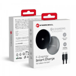 FORCELL F-ENERGY Smart Charge Qi2 15W belaidis įkroviklis su 150cm nuimamu kabeliu suderinamas su MagSafe sidabrinis