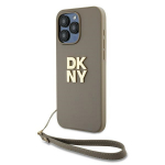 DKNY Wrist Strap Stock Logo &uuml;mbris jaoks iPhone 15 Pro Max - beige