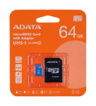 Atminties korta ADATA microSD 64GB (UHS-I Class 10) + SD adapter