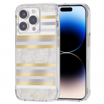 Case-Mate Pearl Stripes MagSafe &uuml;mbris seadmele iPhone 14 Pro, p&auml;rlmutrikaunistusega