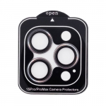 Apsauginis stiklas iPhone 15 Pro / 15 Pro Max kamerų lę&scaron;iams (juodas)