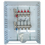 Heating Manifold 4 Loops koos Thermal Actuators NC AC230V ja Flow Meters