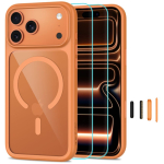 Tech-Protect MagOne CC MagSafe &uuml;mbris 2 karastatud klaasiga mudelitele iPhone 18 Pro Max / 17 Pro Max, l&auml;bipaistev oranž
