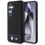 BMW Leather Tricolor Stripe MagSafe &Uuml;mbris jaoks Samsung Galaxy S25 - must