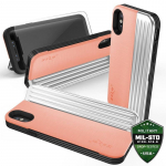 Zizo Retro Series rahakott-&uuml;mbris magnetkinnituse ja sisseehitatud tugijalaga seadmele iPhone XS / X, virsikuv&auml;rvi ja h&otilde;bedane