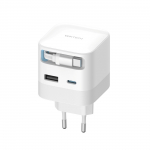 Cuktech AD653W seinatoiteadapter 67 W GaN, 2 USB-C- ja USB-A-pesaga ning 70 cm sisset&otilde;mmatava USB-C-kaabliga &ndash; valge