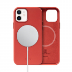 Crong Essential Cover Magnetic &uuml;mbris seadmele iPhone 12 / iPhone 12 Pro, nahast, MagSafe'iga, punane