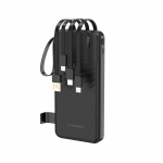 Wozinsky W11-B 10000mAh 10W akupank sisseehitatud kaablite ja taskulambiga - must