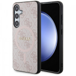 Guess 4G Collection Leather Metal Logo MagSafe &Uuml;mbris jaoks Samsung Galaxy S24 - roosa
