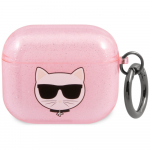 Karl Lagerfeld Glitter Choupette &uuml;mbris AirPods 3 jaoks - roosa