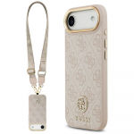 Original &Uuml;mbris GUESS 4G Strass Logo & Big Strap Metal Buttons MagSafe jaoks Iphone 17 Air roosa