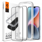 Spigen ALM Glass FC karastatud klaas iPhone 13 / 13 Pro / 14 / 16e jaoks - must 2 tk.