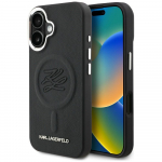Karl Lagerfeld initsiaalide ja metalllogo MagSafe &uuml;mbris iPhone 16 - must