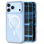 Tech-Protect FlexAir Hybrid l&auml;bipaistev MagSafe-&uuml;mbris ja Glass Fit+ karastatud klaas, 2 tk, iPhone 18 Pro / 17 Pro jaoks