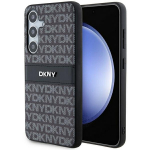 DKNY Leather Mono Stripe & Metal Logo &uuml;mbris jaoks Samsung Galaxy S24 - must