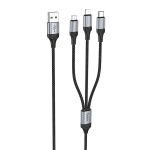 3in1 laidas USB A į Lightning / Micro USB / USB C Hoco 2,4A 1 m X102 juodas