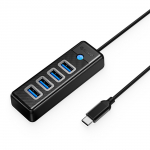 Orico PW4U-C3 USB-jaotur 4 pordiga USB-A 3.0 1m - must