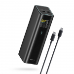 Cuktech PB200U akupank 20 000 mAh, 210 W, 2 USB-C- ja USB-A-pesaga, TFT-ekraani ja 240 W USB-C-kaabliga &ndash; must