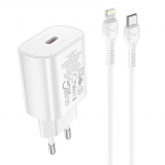 Laadija Hoco N22 25W USB-C + USB-C to Lightning kaabel 1.0m valge