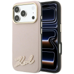 Karl Lagerfeld Grained with Resin Signature Logo MagSafe &uuml;mbris iPhone 18 Pro / 17 Pro &ndash; roosa