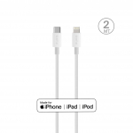 Puro Plain Kaabel jaoks Apple koos MFI USB-C - Lightning 2.0 2.4A 2m - valge