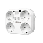 Wozinsky WRS-2B lambiga voolujaotur, 4 &times; AC, 2 &times; USB-A, 2 &times; USB-C, 4000 W, valge