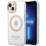 Guess Metal Outline MagSafe &Uuml;mbris jaoks iPhone 15 Plus / 14 Plus - kuldne